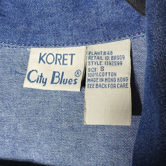 Koret City Blues Womens Floral Beaded Denim Button-Down Shirt Size Small Cottage - Picture 4 of 9